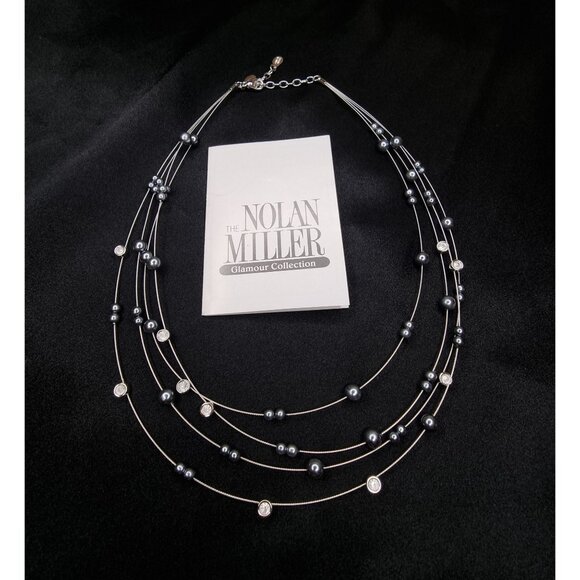 Vintage Nolan Miller 1999 Glamour Collection Multi-Strand Pearl & Crystal Neckla - Picture 2 of 4